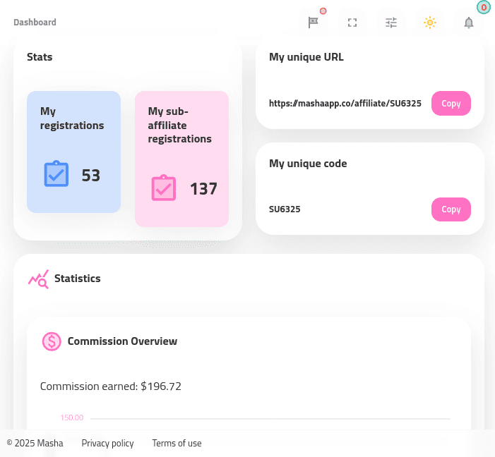 Masha Affiliate Portal